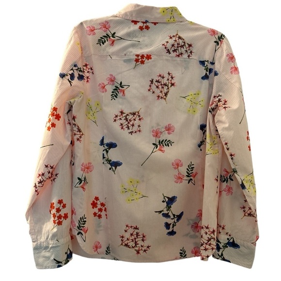 TOMMY HILFIGER button down cotton shirt. Pink & white stripes & florals, Coastal - Picture 4 of 11